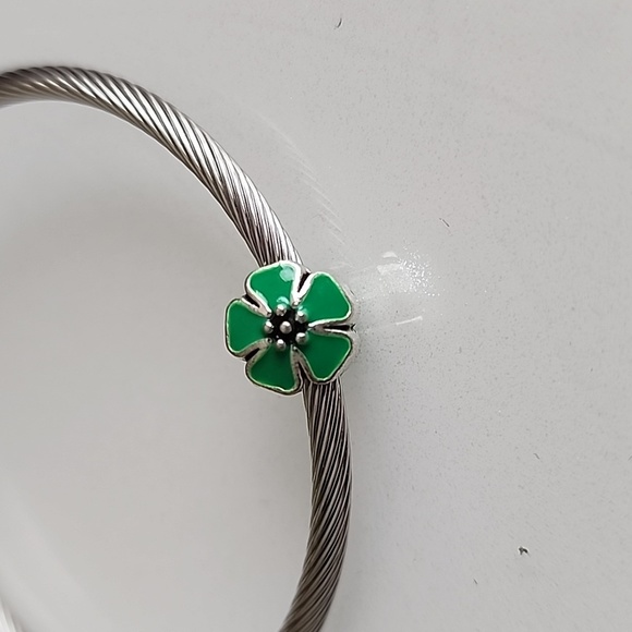 FLOWER  Charm for European Style Bracelets Fits Pandora Systems - Picture 3 of 5